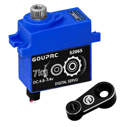 GOUPRC 7KG RC Digital Micro Servo Metal Gear Servo with Servo Hron for TRX4 TRX6 SCX10 III 1/10 RC Crawler Car Upgrade Parts (Black 1 PC)