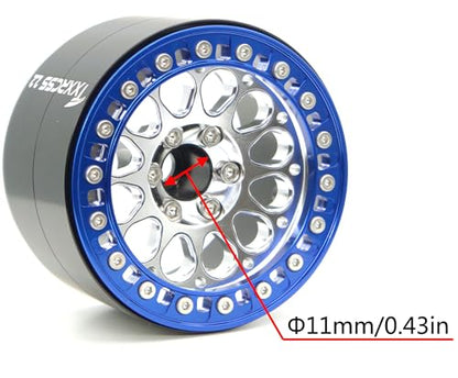 RC 2.2 Aluminum Alloy Beadlock Wheels and Tires Upgrades Accessories Rims for 1/10 SCX10 TRX4RC4WD and D90 RC Crawler Axial Remote Control Car (4pc) (Silver Blue) - color: Silver Blue