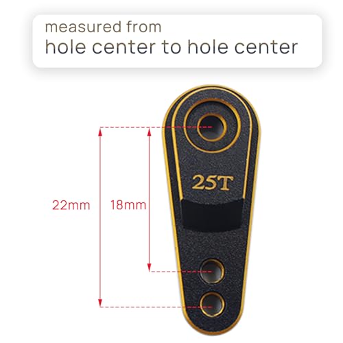 Aluminum 25T Servo Horn for 1/10 SCX10 Traxxas TRX4 RC Crawler(Black Gold) | 25 Teeth Steering Servo Arm,Hi-Torque,Axial Tamiya 1/10 Scale,CNC Machined,High Strength,Precision Fit - color: Black Gold