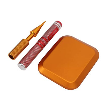 RC Repair Tools Kit, Punch Cross Wrench Body Reamer Set for Remote Control Model Upgrade Maintenance, Aluminum Alloy Stainless Steel RC Car Part with Magnetic Screw Tray, Universal (Gold) - color: Gold