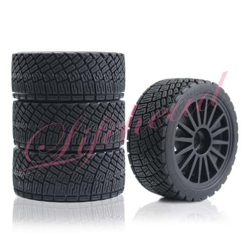 Lifehead 67mm RC On-Road Rally Car Tires and Wheels for 1/10 RC On-Road Touring Drift Car HSP Tamiya XV01 TT01 TT02B HPI Kyosho FAZER MK2 /12mm Hex - color: Black B