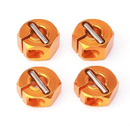 5mm & 7mm Thickness Aluminum 12mm Hex Wheel Hub Adapters with Screws Pins for 1/10 RC Cars Buggy Truck Crawler HSP Traxxas Redcat Arrma Tamiya etc, Gold