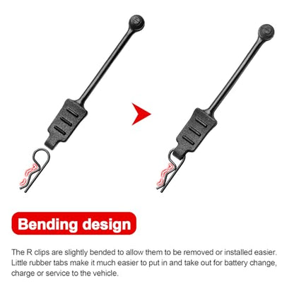 10PCS AllinRC RC Body Clips with Pull Tabs & 2.5mm Body Reamer Universal 1/24 1/28 1/36 Scale RC Clips Upgrades for Axial SCX24 Deadbolt C10 Gladiator Kyosho Mini-Z Wltoys K969 K989 (0.7mm Rod) - size: 0.7mm Rod