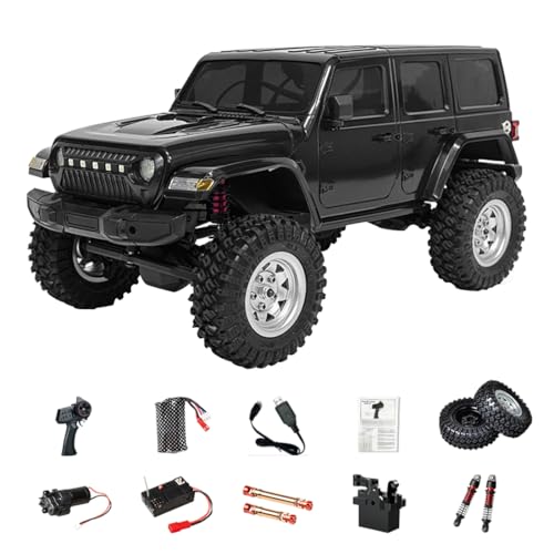 1:18 Scale RC Car Black Warrior PRO – Wrangler-Style Rock Crawler Off-Road Truck with High-Torque Motor, 20A Waterproof ESC, 2.4GHz Remote, 7.4V Battery for Adults & Hobbyists