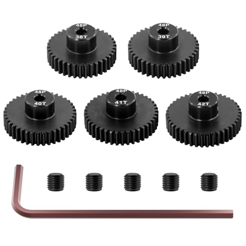 OGRC 48DP 38T 39T 40T 41T 42T Pinion Gear 3.175(1/8-Inch) Pinion Motor Gear | 0.53M, Hardened Steel, Fits for 1/10 RC Brushless Brushed Motor Gears - size: 38T 39T 40T 41T 42T
