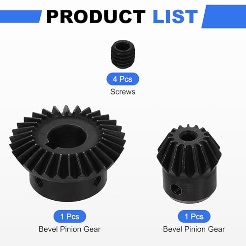 uxcell 2Pcs Tapered Bevel Gears Set, 1.5 Mod 1:2 (15T/30T) Harden Steel Straight Bevel Gear, 90 Degree Steering Motor Gears, (5/15mm Shaft Hole with Keyway) - size: 5/15mm