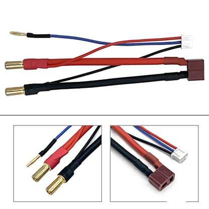 2pcs 5mm Bullet Banana to Female T-Plug LiPo Battery Lead Wire & JST-XH Balance for 2S 7.4V LiPo Batteries Red