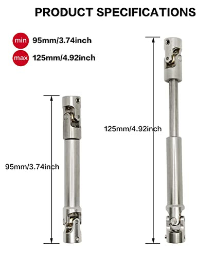 Stainless Steel RC Drive Shaft 90-125mm for 1/10 RC Crawler | CNC Machined,Heavy-Duty Drive Shafts,for 1/10 RC Crawler Traxxas TRX6 Axial SCX10 Wraith Capra D90 TF2 Redcat GEN8
