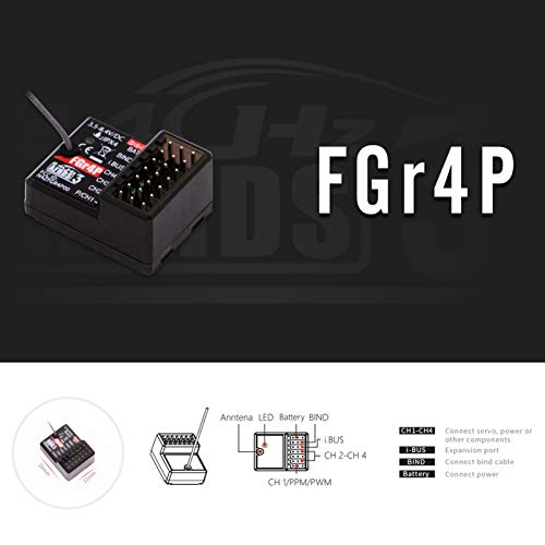 Flysky FS-FGR4P 2.4GHz 4CH AFHDS 3 RC Receiver PWM/PPM/I.Bus/S.Bus Output for FSG4P Transmitter RC Car Boat Spare Parts Accessories (FS-FGR4P Receiver) - style: FS-FGR4P Receiver