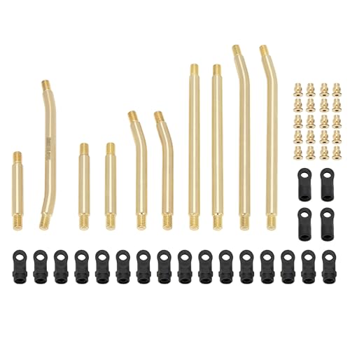 MEUS RACING SCX24 Links Metal High Clearance Chassis Links & Steering Links Set for Axial SCX24 Gladiator AXI00005 1/24 RC Crawler(Brass)