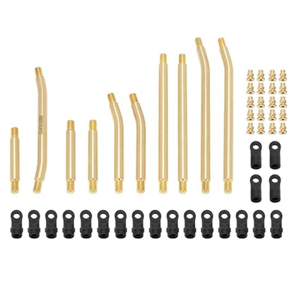 MEUS RACING SCX24 Links Metal High Clearance Chassis Links & Steering Links Set for Axial SCX24 Gladiator AXI00005 1/24 RC Crawler(Brass)