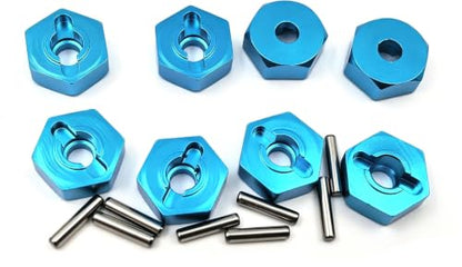 8pcs/Set Aluminum 12mm Wheel Hex Hubs Drive Adapter 5mm Thickness with 2x10mm pins for Redcat Axial HSP WLtoys Himoto Truck Model Car Upgrade Parts(Blue) - color: Blue