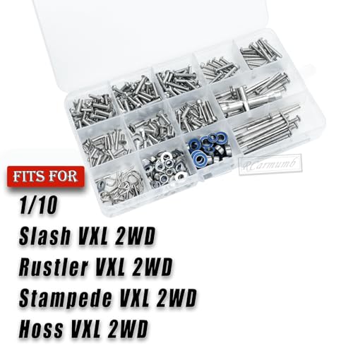 Bearing Screw Kit - Boxed for 1/10 Slash, Stampede, Rustler, Hoss 2WD - Metal Steel Screw Kit Hardware Fasteners Hops Up