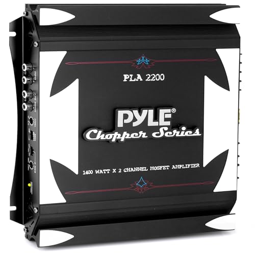 Pyle 2 Channel Car Stereo Amplifier- 1400W Dual Channel Bridgeable High Power MOSFET Audio Sound Auto Small Speaker Amp w/ Crossover, Bass Boost Control, Gold Plated RCA Input Output, Black - PLA2200 - color: Black, style: 1400 Watts
