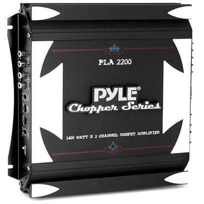 Pyle 2 Channel Car Stereo Amplifier- 1400W Dual Channel Bridgeable High Power MOSFET Audio Sound Auto Small Speaker Amp w/ Crossover, Bass Boost Control, Gold Plated RCA Input Output, Black - PLA2200 - color: Black, style: 1400 Watts