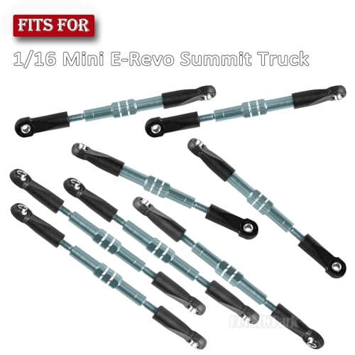 Adjustable Front Rear Toe Links Push Rods Upgrades Part for 1/16 Mini E-Revo Summit Truck,RC Aluminum Turnbuckles Camber Links,Steering Tie Rod,Suspension Pushrod Linkage Set,Titanium - color: Titanium -(Aluminum Links)