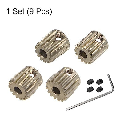 HARFINGTON 48P Hardened Pinion Motor Gear Set 4pcs 13T 14T 15T 16T Fit 1/8 inch RC Motor Shaft 48 Pitch 7075 Aluminum Gears for RC Car, with Hex Key - style: 13T 14T 15T 16T