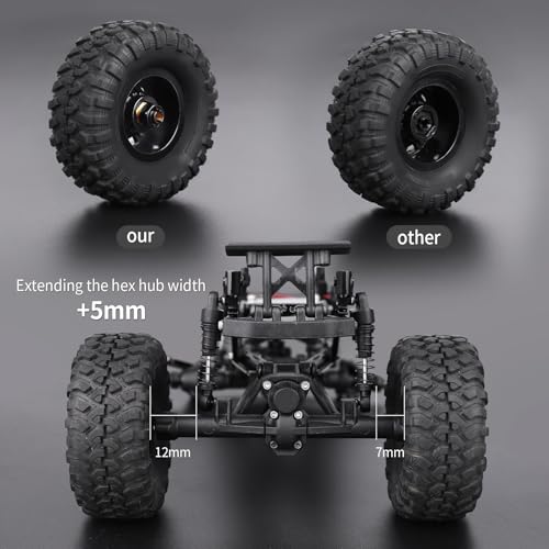 4 Pieces Brass 7mm Hex Extended Wheel Hubs Wheel Spacers Axle Extension Combiner w/Locknuts and Wrench, Compatible with Axial SCX24 1/24 RC Crawler Car
