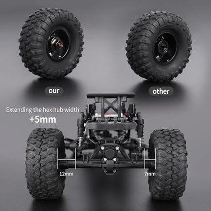 4 Pieces Brass 7mm Hex Extended Wheel Hubs Wheel Spacers Axle Extension Combiner w/Locknuts and Wrench, Compatible with Axial SCX24 1/24 RC Crawler Car