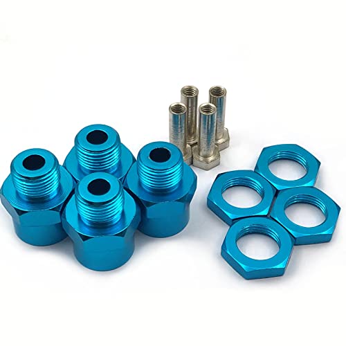 FainWan 4Pcs 12mm to 17mm Wheel Hex Hub Adapter Conversion Extension for 1/10 RC Car Upgrade 1/8 Tires/Off-Road/Short Card/Big Foot tire(Blue)