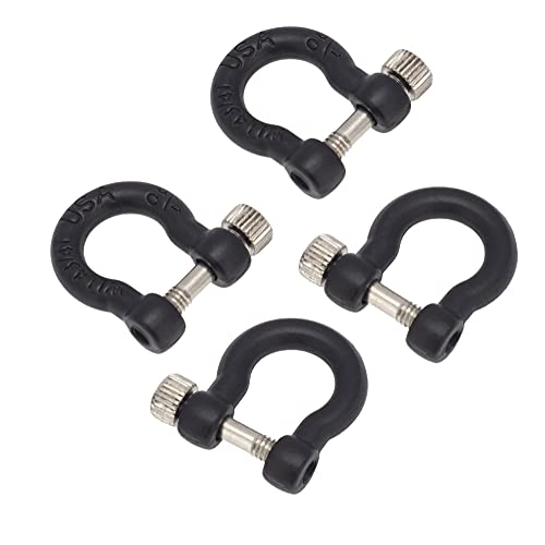 1:10 RC Tow Shackles D-Ring Trailer Buckles for 1/10 Scale RC Rock Crawler SCX10 Tamiya CC01 TRX4 D90 D110 RC Car Truck Accessories (4 PCS Black) - color: 4 Pcs Black