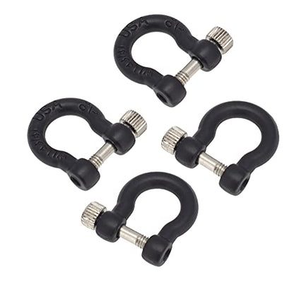 1:10 RC Tow Shackles D-Ring Trailer Buckles for 1/10 Scale RC Rock Crawler SCX10 Tamiya CC01 TRX4 D90 D110 RC Car Truck Accessories (4 PCS Black) - color: 4 Pcs Black