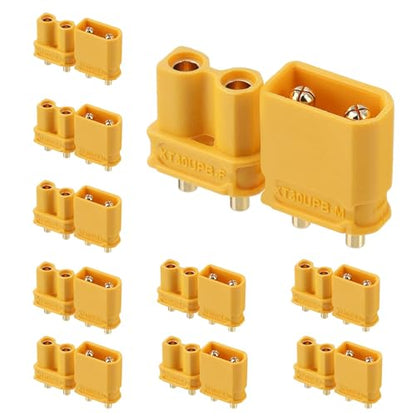ELFCULB 10 Pairs Amass XT30UPB Connectors, XT30 Upgrade Male Female Connectors for Mini-UAV Robot (Yellow) - color: 10 Pairs XT30UPB