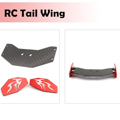Carbon Fiber RC Tail Wing for Losi 1/24 Micro-B 2WD Buggy RC Car(Black) | Carbon Fiber RC Tail Wing,RC Car, Upgrade Parts,Easy Installation - color: Red