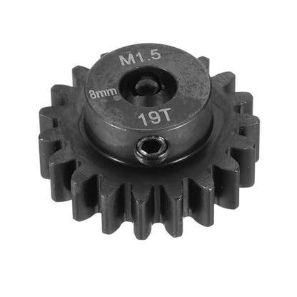 MECCANIXITY Steel M1.5 Gear Set 19T 8mm Shaft Motor Gears for RC Vehicles Truck Drift Car Part, Black - size: 19T