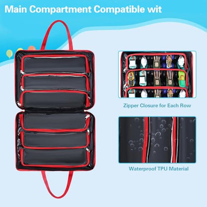 Carrying Case for 40 Monster Jam Trucks, Kids Toy Truck Storage Compatible with 40 Monster Jam Trucks, Holding for 1:64 Scale Monster Jam Trucks (Red) - color: Red