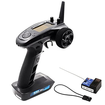 HTLNUZD Flysky FS-GT5 Radio Transmitter & FS BS6 Gyro Receiver, 6 Channels 2.4Ghz for Remote Control RC Car Crawler Boat with ABS Setting, AFHDS 2A, 4 Climbing Mode