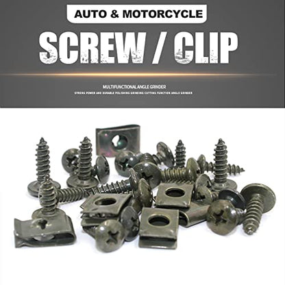 Minho 200Pcs Automotive U Tape Clip Fastener Kit, 50Pcs #10 x 1/2" Self-Tapping Screw +50Pcs #10 x 5/8" Self-Tapping Screw +100Pcs U Tape Clips,Metal Body Shell Panel Plate Bracket Fastener - style: Self-tapping Screw+U Tape Clips 200PCS