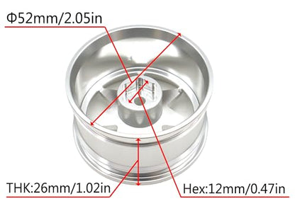 1/10 RC Drift Tires and Aluminum Wheels Rims Rally Racing Tyres 12mm Hex for 1:10 Scale On Road Touring Street Car Tamiya Traxxas HPI KYOSHO XV02 XV01 TT01 TT02 PTG2 A959 4PCS (Silver) P2501 - color: Silver