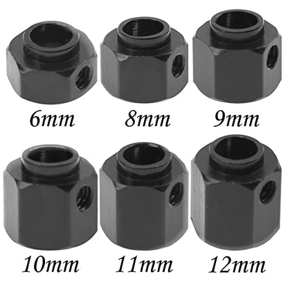 ShareGoo Aluminum RC 12mm Hex Extended Wheel Hex Hub Extension 6mm Offset Spacers Compatible with Traxxas TRX4 TRX6 1/10 RC Crawler (6mm, Black) - color: Black, size: 6mm