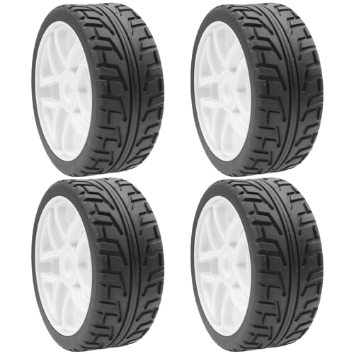 ShareGoo OD 4.09" Rubber 1/8 RC Buggy Tires and 17mm Hex Wheels Rim Compatible with Arrma Typhon Kyosho Losi VRX Redcat HSP HPI 1/8 Scale RC Off Road Buggy (White) - color: White