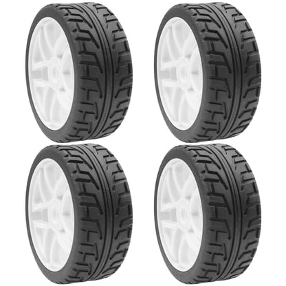 ShareGoo OD 4.09" Rubber 1/8 RC Buggy Tires and 17mm Hex Wheels Rim Compatible with Arrma Typhon Kyosho Losi VRX Redcat HSP HPI 1/8 Scale RC Off Road Buggy (White) - color: White