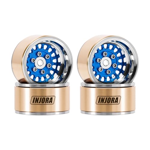 INJORA ModuWheel 1.0" Aluminum Wheel Offset -4.4mm for 1/18 1/24 RC (Blue) - color: Blue