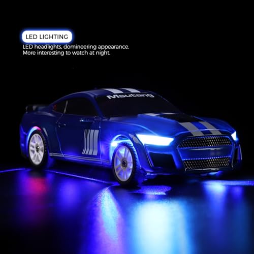 GoolRC WLtoys K4308 RC Drift Car, 1:43 Scale Remote Control Car, 4WD Full Proportional Mini RC Cars with Gyroscope, LED Lights, High Speed Racing Vehicle for Adults (Blue) - color: Blue