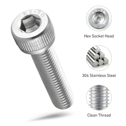 516PCS M4 Screws Assortment Kit, 304 Stainless Steel 18-8 Hex Socket Head Cap Screws Bolts Nuts and Washers Set, M4 x 6/8/10/12/16/20/25mm, for 3D Printer - size: SS M4 516PCS Socket Cap