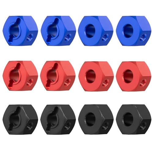 2 Sets Aluminum 12mm Hex Wheel Hubs Hex Adapter & Flanged Lock Nuts for Traxxas Mini Maxx Monster Truck 107154-1 Mini XRT 108076-1 RC Car(Red) - color: Red