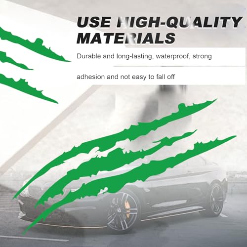 3-Pack Vinyl Claw Mark Decals | Hood, Headlight & Body Scratch Stripe Stickers for Car, Truck, SUV, Motorcycle (Green) - color: Green