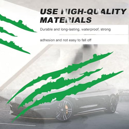 3-Pack Vinyl Claw Mark Decals | Hood, Headlight & Body Scratch Stripe Stickers for Car, Truck, SUV, Motorcycle (Green) - color: Green