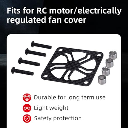 2Pcs RC Cooling Fan Cover, Carbon Fiber Electric Motor Cooling Fan Cover with Screw, Light Weight ESC Motor Heatsink Protector for RC Car Boat Truck Motor (30x30mm)