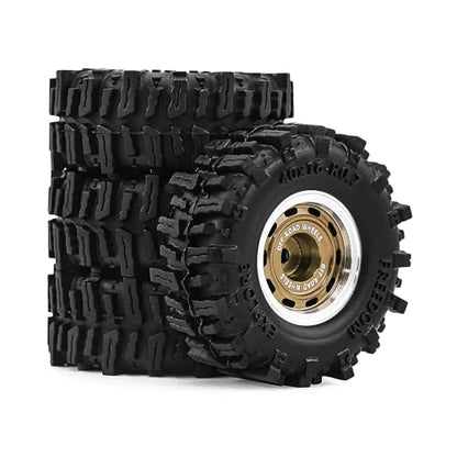 0.7" Aluminum Beadlock Wheels and Tires Set for 1/30 Axial SCX30 RC Crawler – Upgrade Parts (Bronze-296) - color: Bronze-296