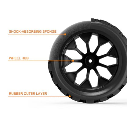 Hosim RC Car 12mm Hex Wheels & Tires F28-LZ02 for 1/8 X17 X27 X25 RC Car Replacement Parts 1/8 Scale High Speed RC Truck Crawler Buggy X27-LZ01 Accessory Replacement