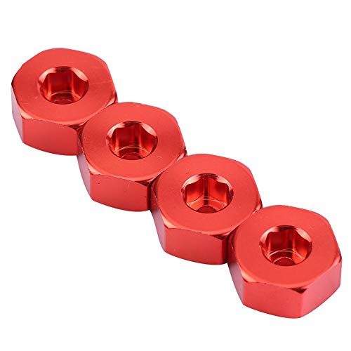 RC Hex Hub Adapter, 4 Pcs Aluminum Alloy 6mm to 12mm Wheel Adapter for RC Trucks Buggies Crawlers Off-Road Racing and Hobbyist Projects (Red)
