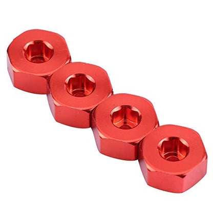 RC Hex Hub Adapter, 4 Pcs Aluminum Alloy 6mm to 12mm Wheel Adapter for RC Trucks Buggies Crawlers Off-Road Racing and Hobbyist Projects (Red)
