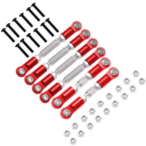 Metal Turnbuckles Rod Camber Links Steering Linkage Tie Rods Pull Rod Compatible with Arrma Granite 4X4 Senton 4X4 Mega550 1/10 RC Car (Red) - color: Red