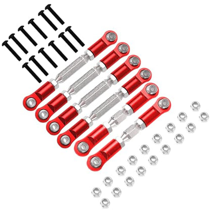 Metal Turnbuckles Rod Camber Links Steering Linkage Tie Rods Pull Rod Compatible with Arrma Granite 4X4 Senton 4X4 Mega550 1/10 RC Car (Red) - color: Red