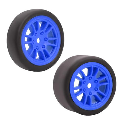 4PCS Finished Flat Running Drift Tires and Wheels 7MM Hexagon for 1/24 Losi Micro B Upgrades and 1/28 Losi Micro T Upgrades(b Blue) - color: B Blue